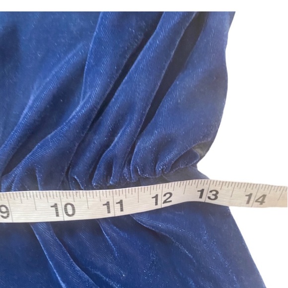 VICTORIAS SECRET Blue Velvety Ruffle Trim Romper - Picture 5 of 6